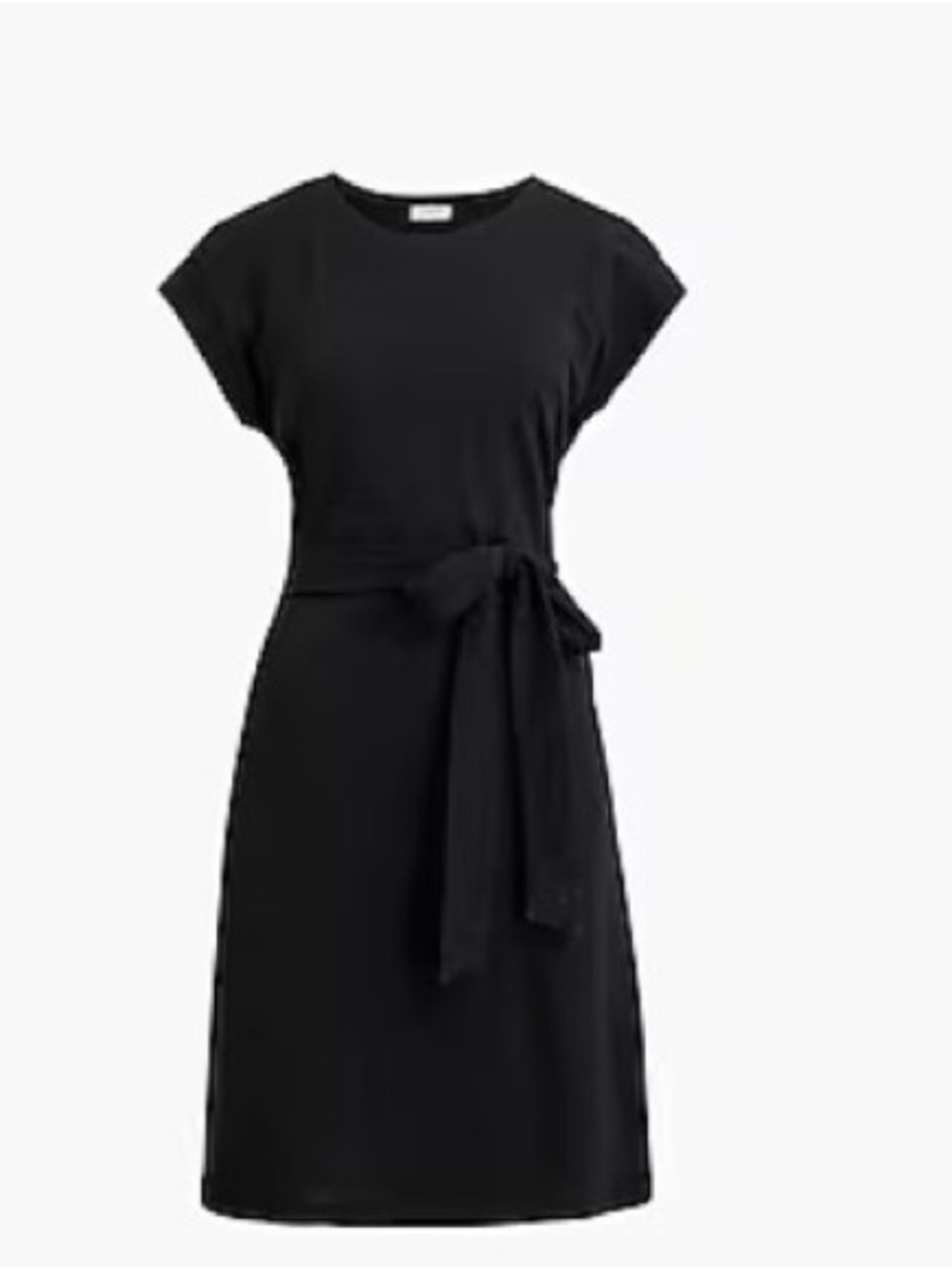 J.Crew Black Tie Waist Dress XXL NWT 100% Cotton Cap Sleeve Midi Shift Dress - Picture 2 of 8